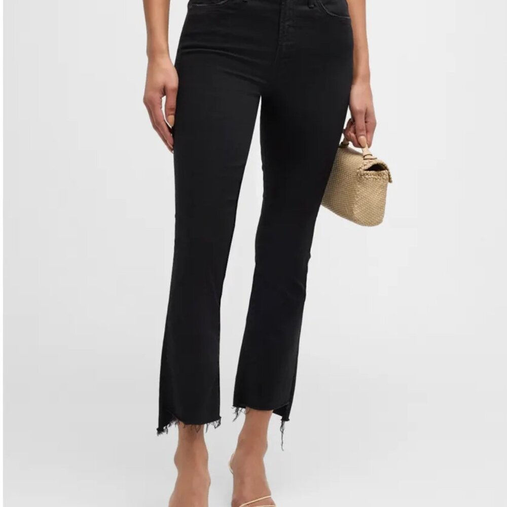MOTHER "The Insider Crop Step Fray" Jeans Black Denim - 25